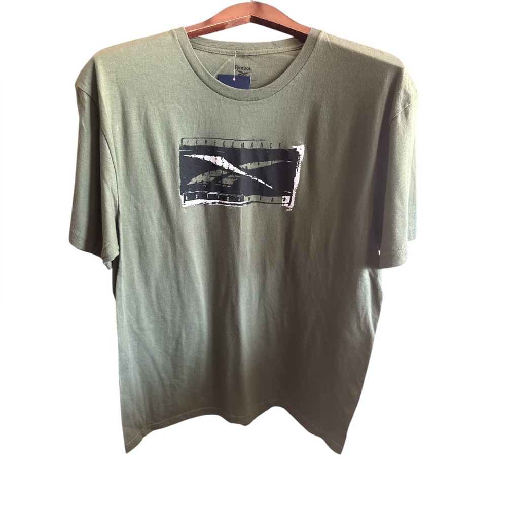 Reebok Men’s Medium Olive Green Graphic Crew Tee Casual Athletic T-Shirt NWT MED